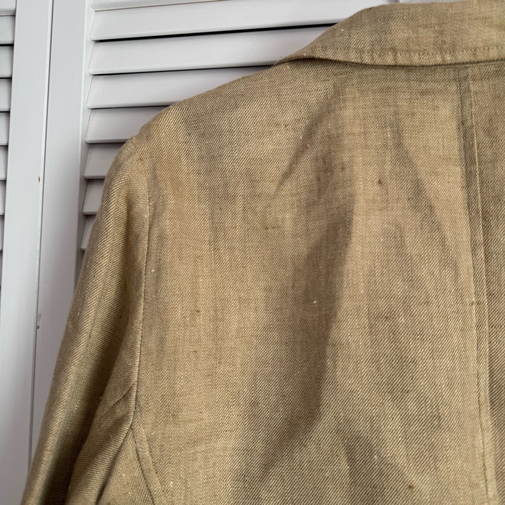 Lafayette 148 New York Linen Wooden Toggle Button Blazer Jacket Tan Beige 12 - Picture 10 of 11